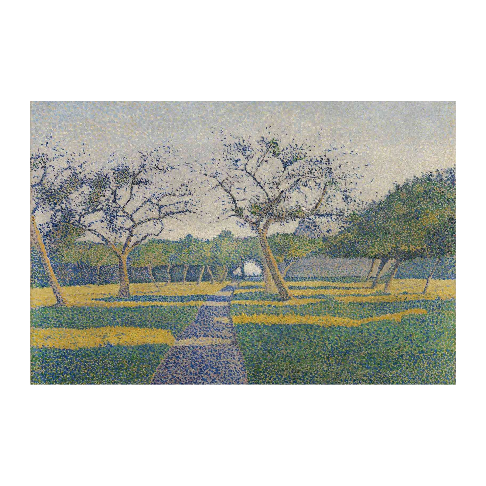 Pointillist Park Landscape Wall Art