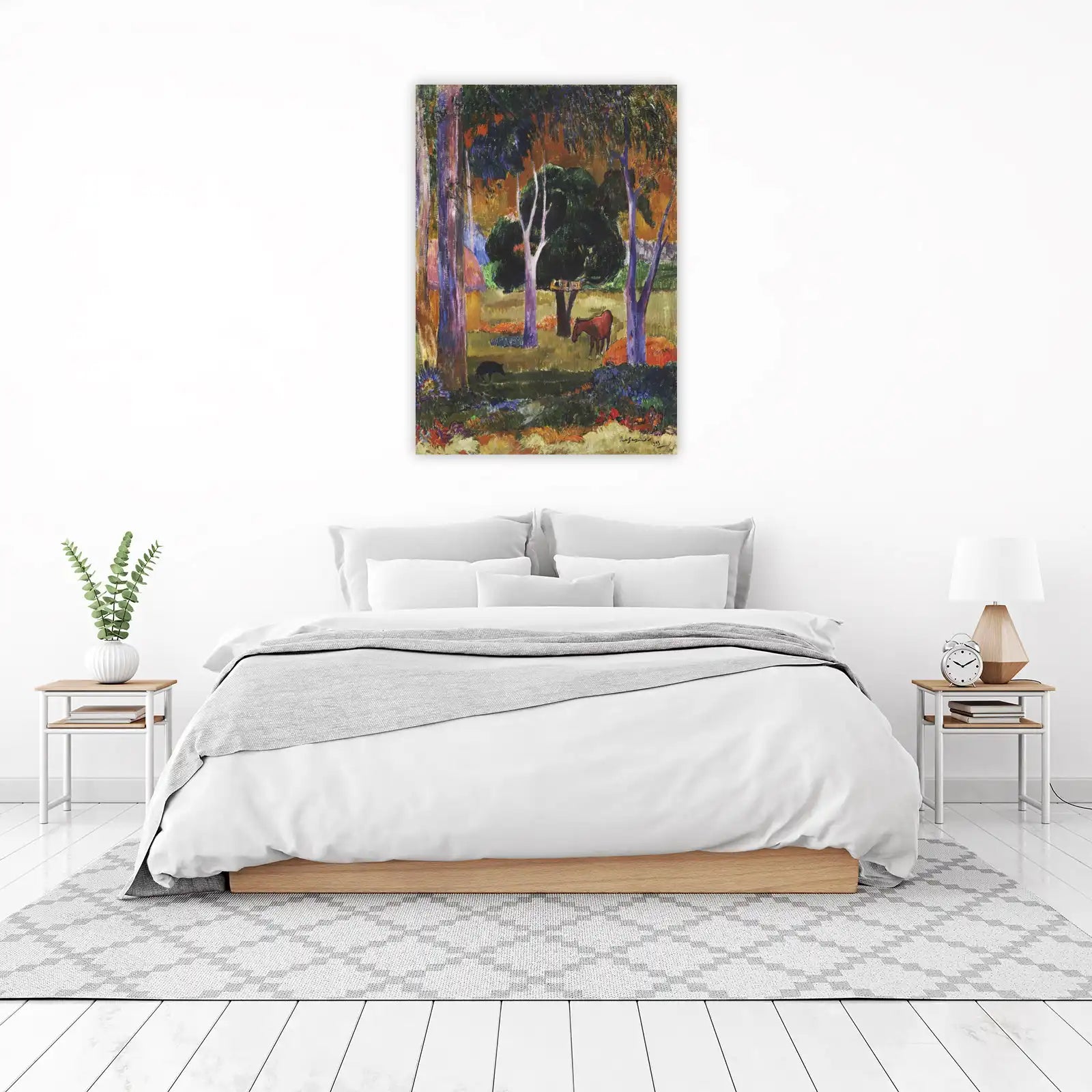 Vibrant Forest Landscape Horse & Pig Wall Art