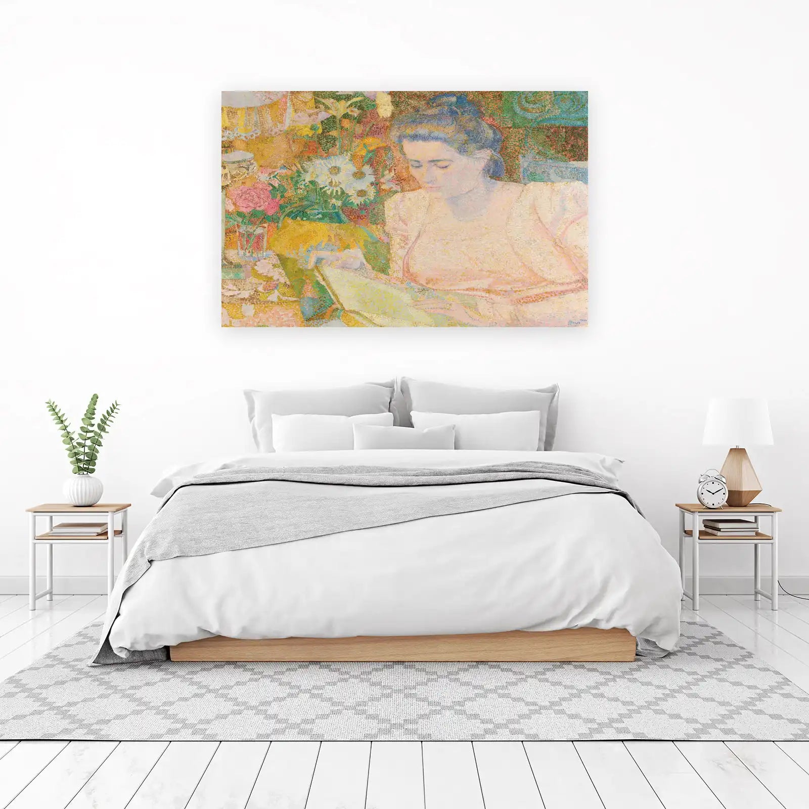 Pointillist Woman Portrait Wall Art
