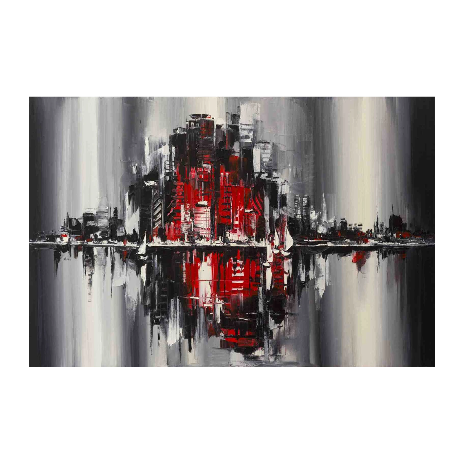 Abstract Cityscape Red Skyline Wall Art