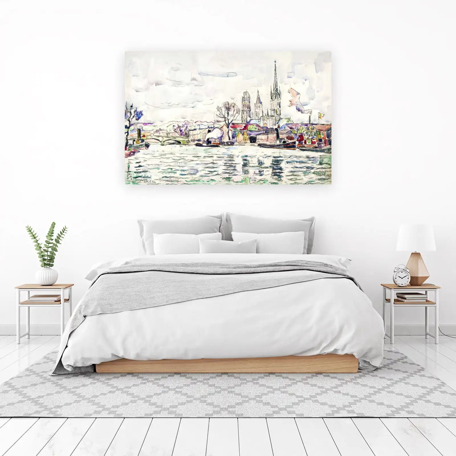 Vibrant European Cityscape Watercolor Wall Art