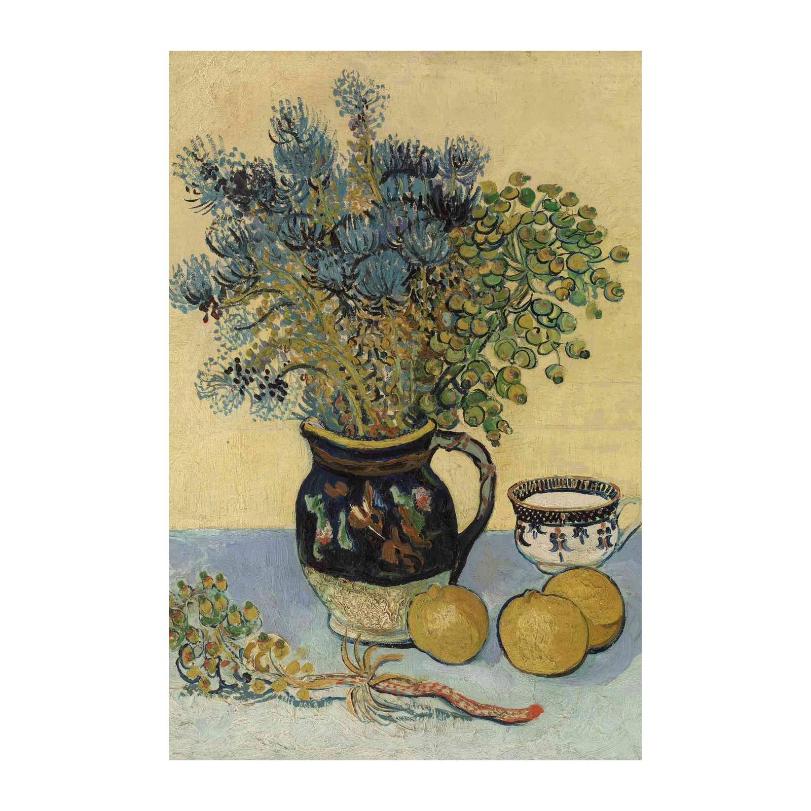 Vase of Blue Flowers & Fruit Wall Art