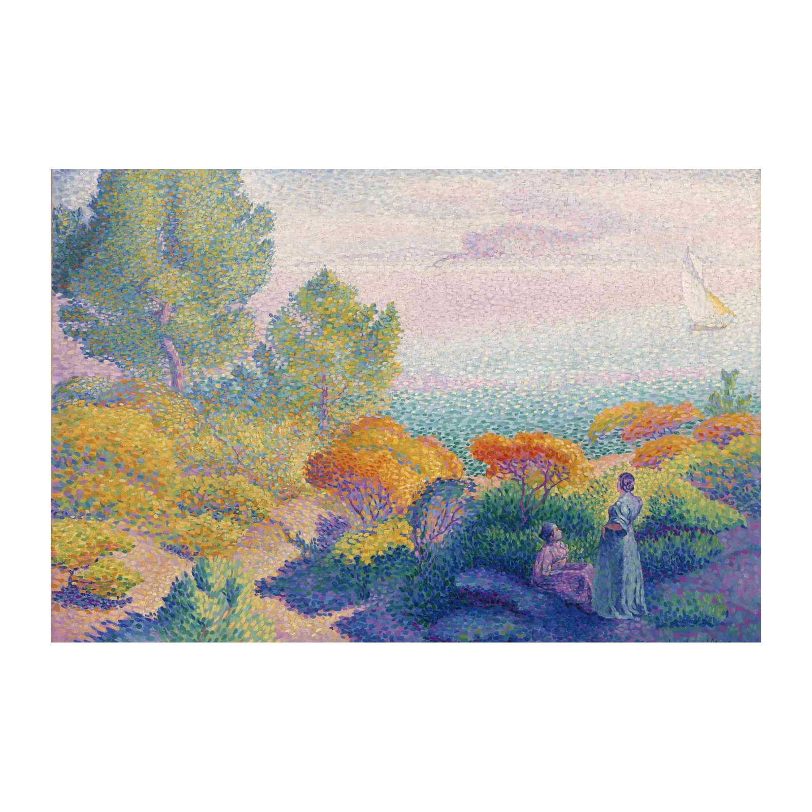 Seascape Serenity Pointillism Wall Art
