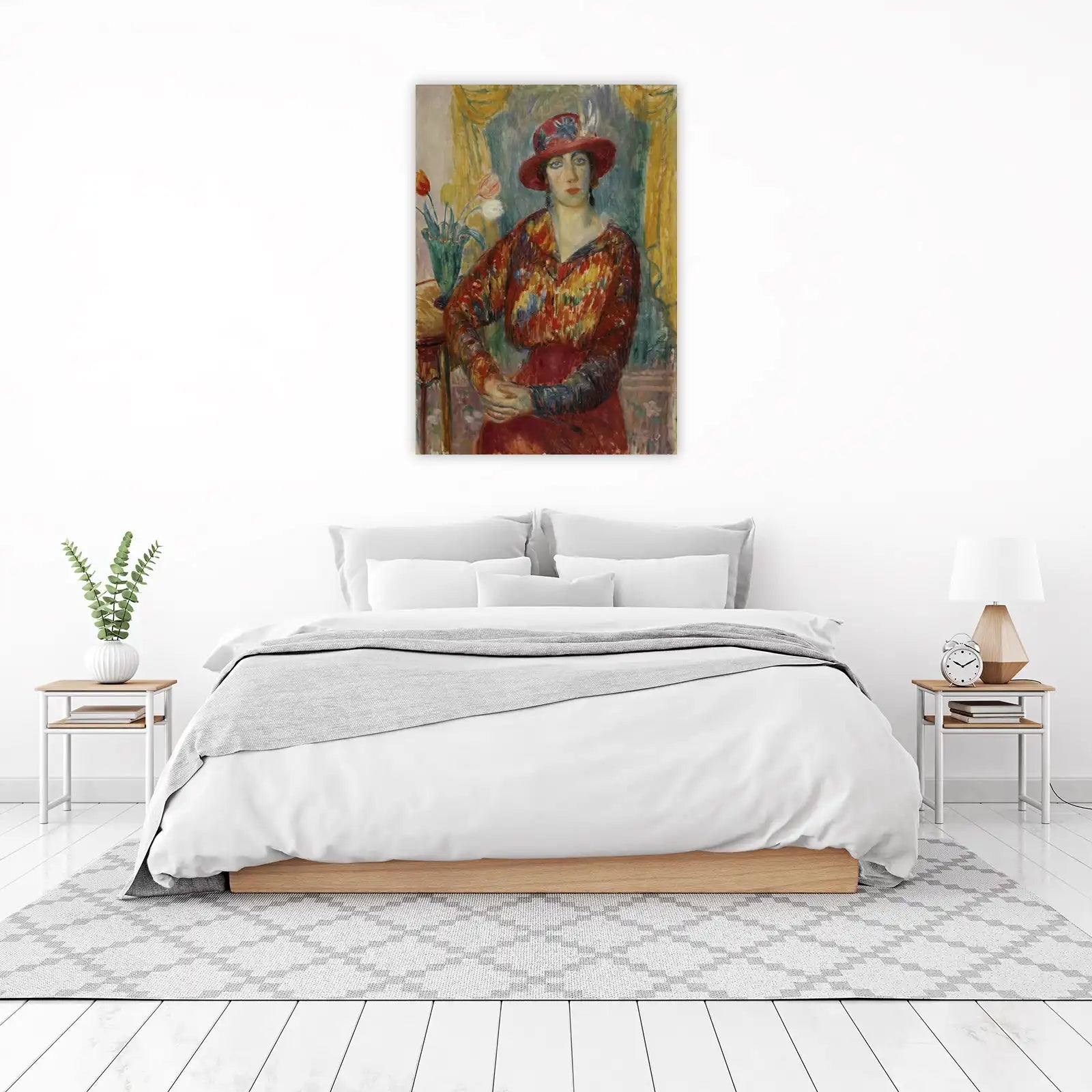 Elegant Woman Red Hat Impressionist Wall Art Wall Art