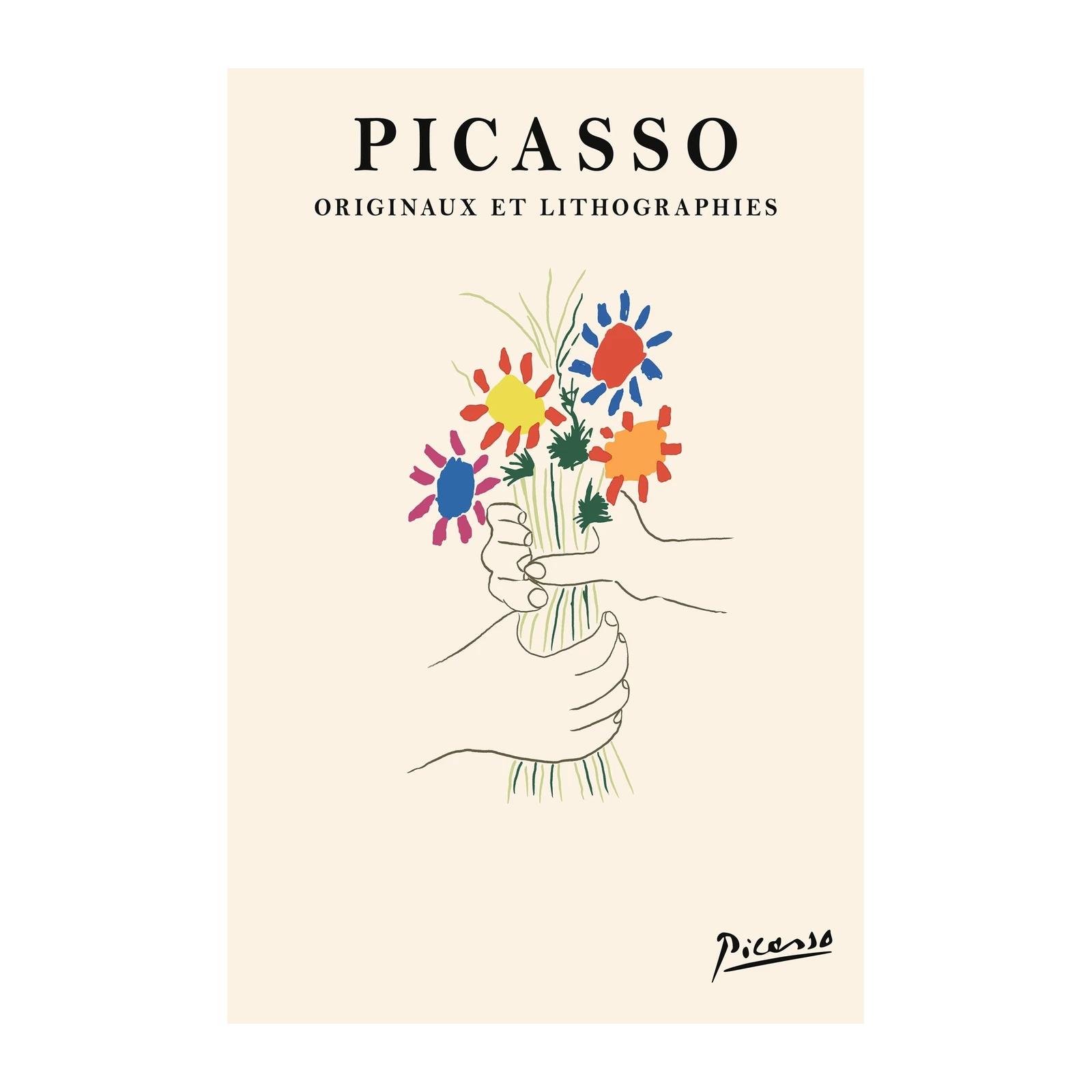 Picasso Style Flower Bouquet Wall Art
