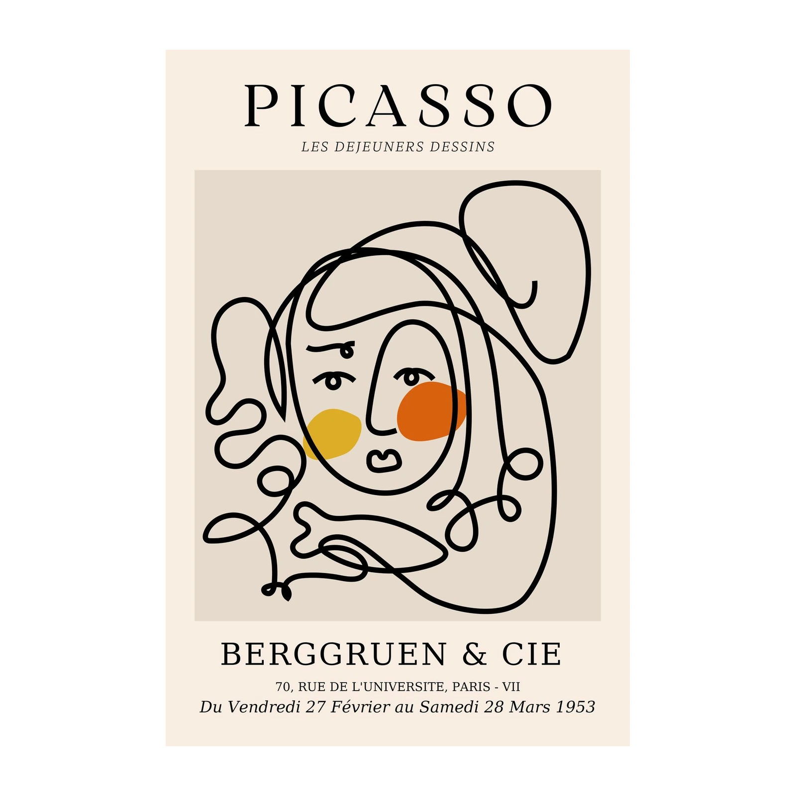 Abstract Picasso Face Line Art Wall Art