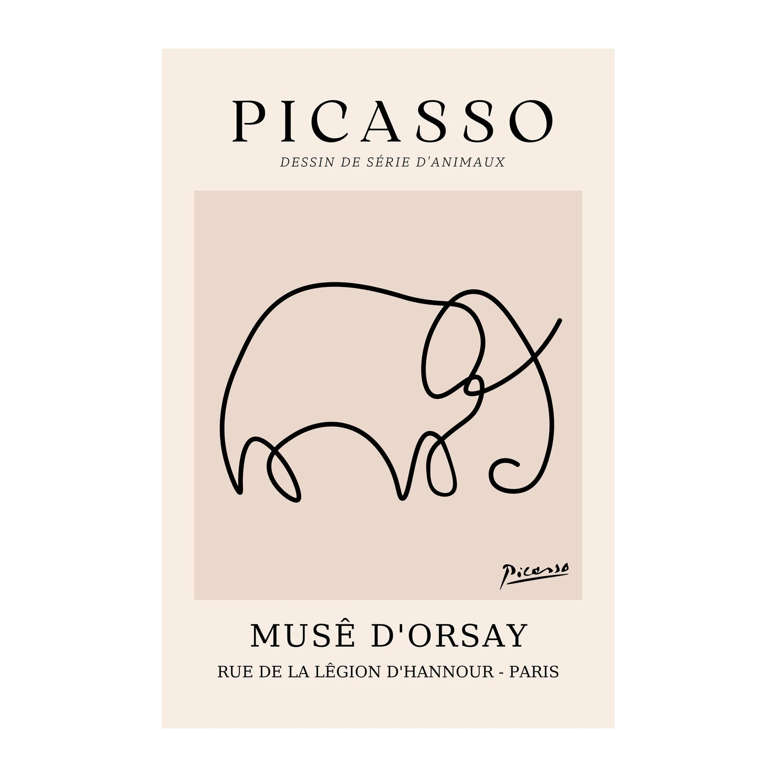 Minimalist Elephant Line Art Picasso Wall Art