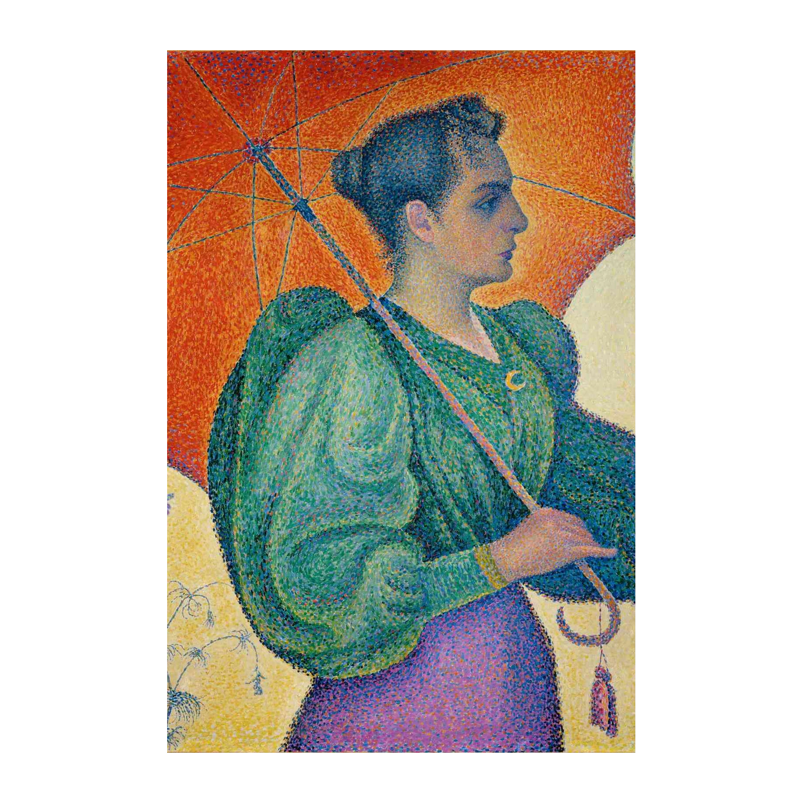 Woman with Parasol Pointillism Wall Art