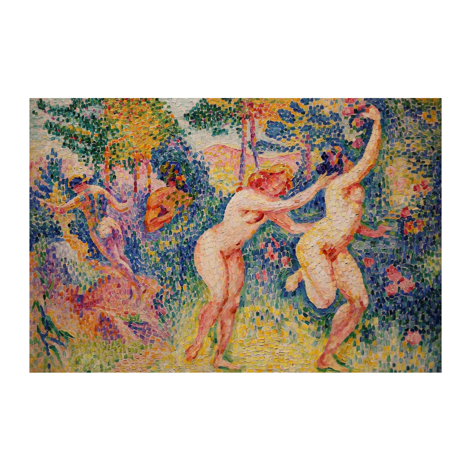 Idyllic Landscape Dancers Pointillism Wall Art