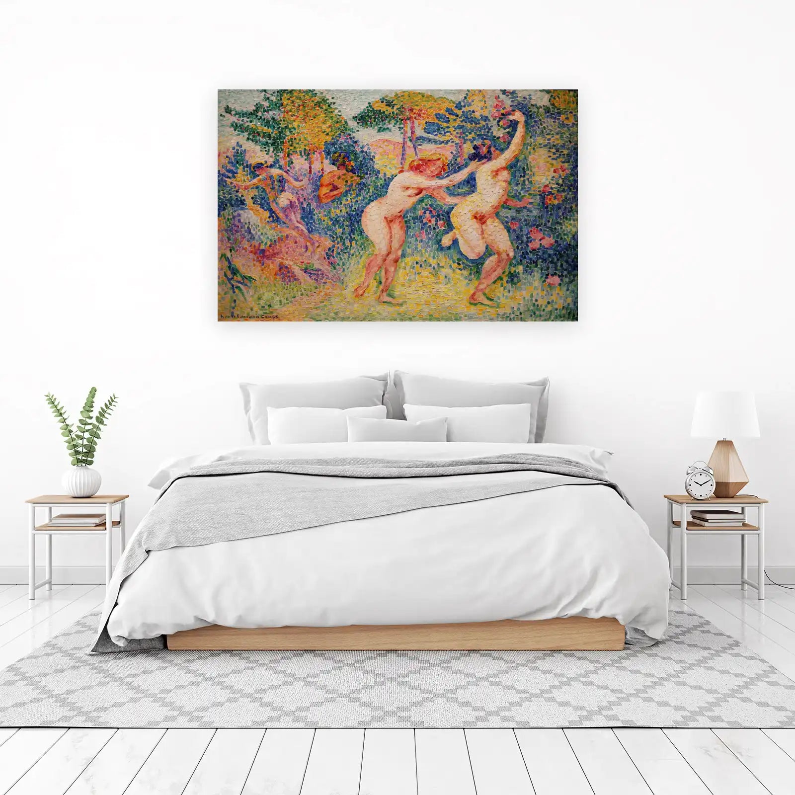 Idyllic Landscape Dancers Pointillism Wall Art