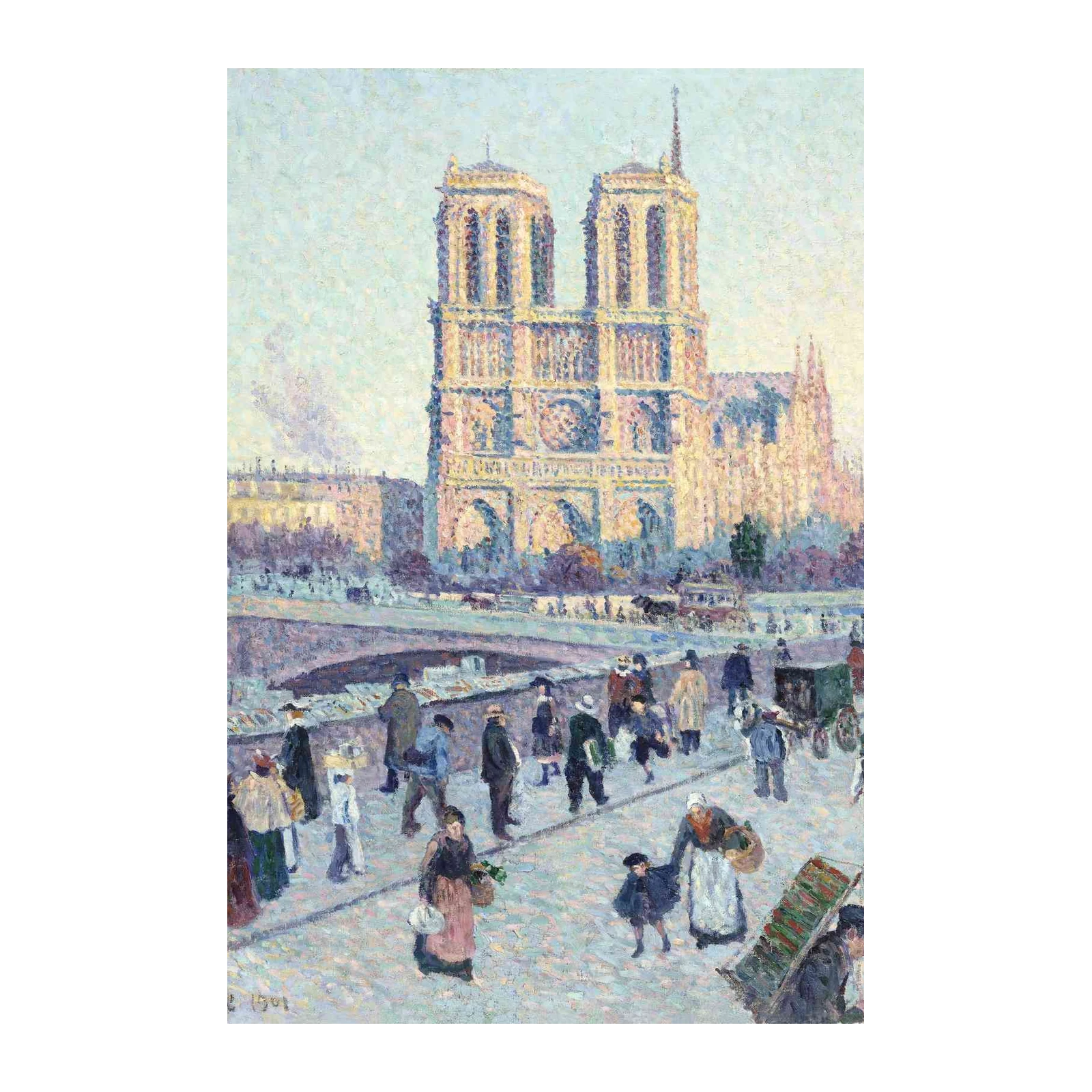 Notre Dame Paris Seine River Neo-Impressionist Wall Art