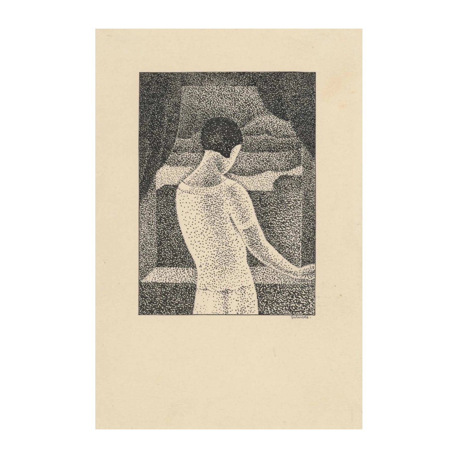 Art Deco Woman Stippled Wall Art Wall Art