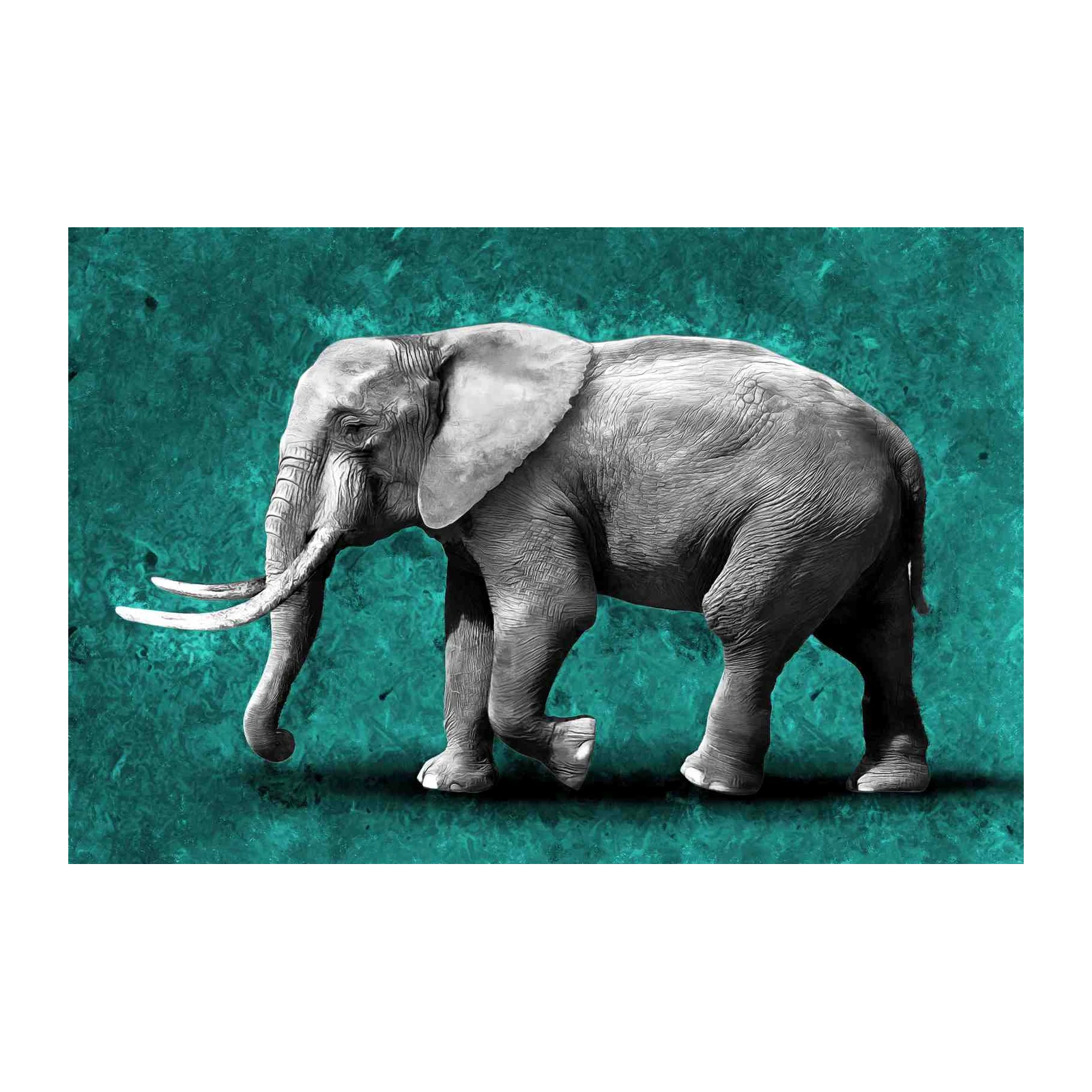 Majestic Elephant Teal Texture Wall Art