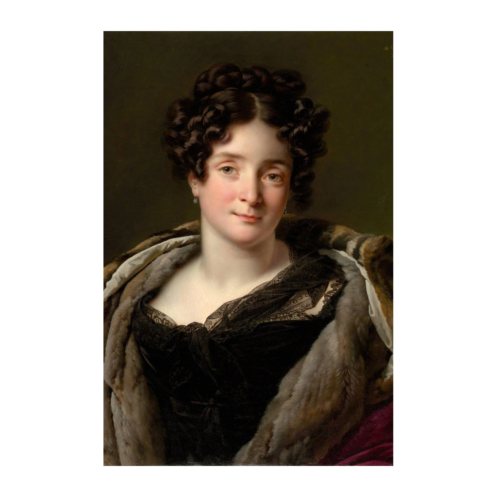Elegant Portrait Woman Fur Coat Wall Art