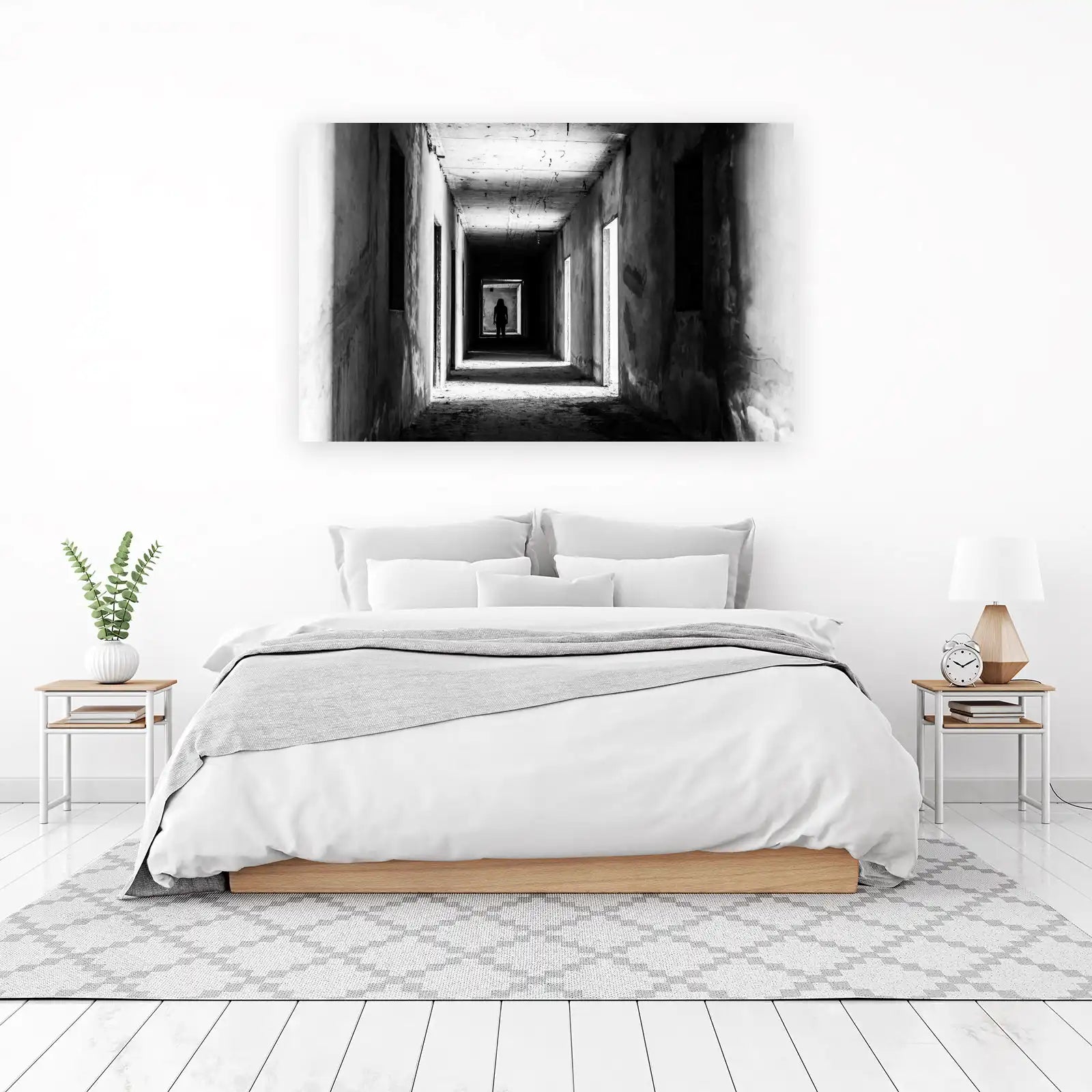 Mysterious Silhouette Hallway Dark Wall Art