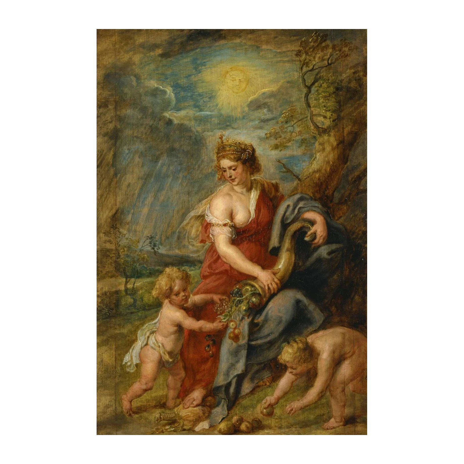 Baroque Abundance Goddess Cherubs Wall Art