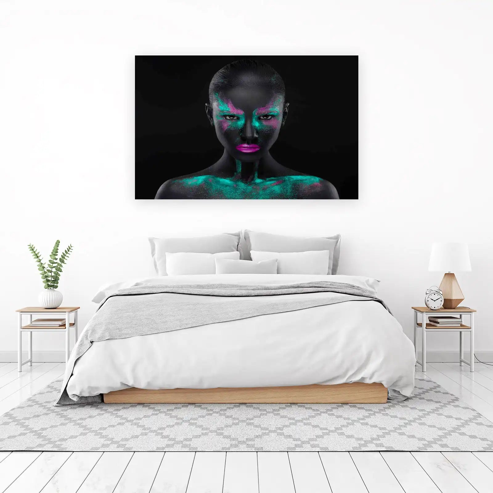 Vivid Neon Face Art Wall Art