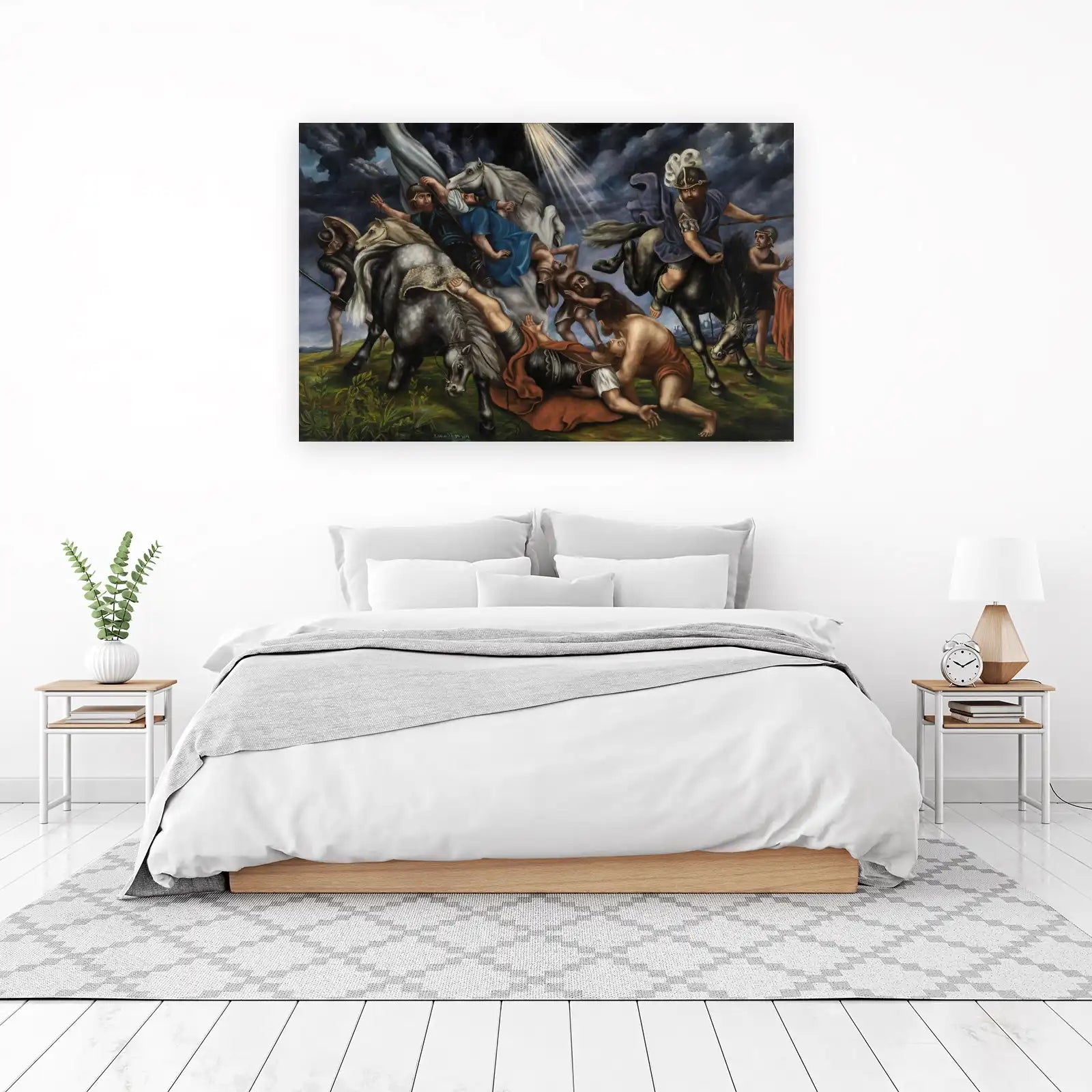 Dramatic Horseback Battle Scene Wall Art