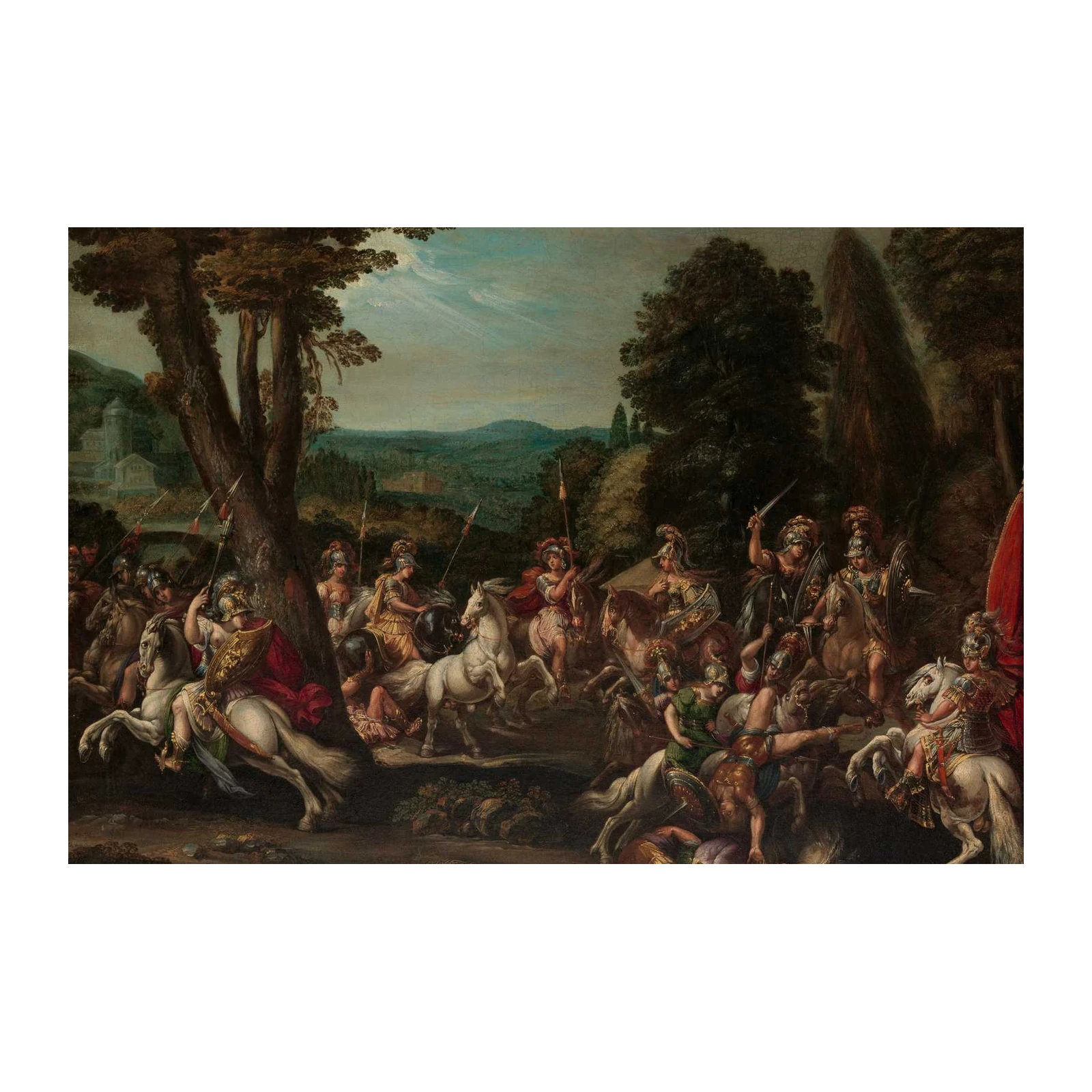 Epic Battle Scene Horseback Warriors Wall Art
