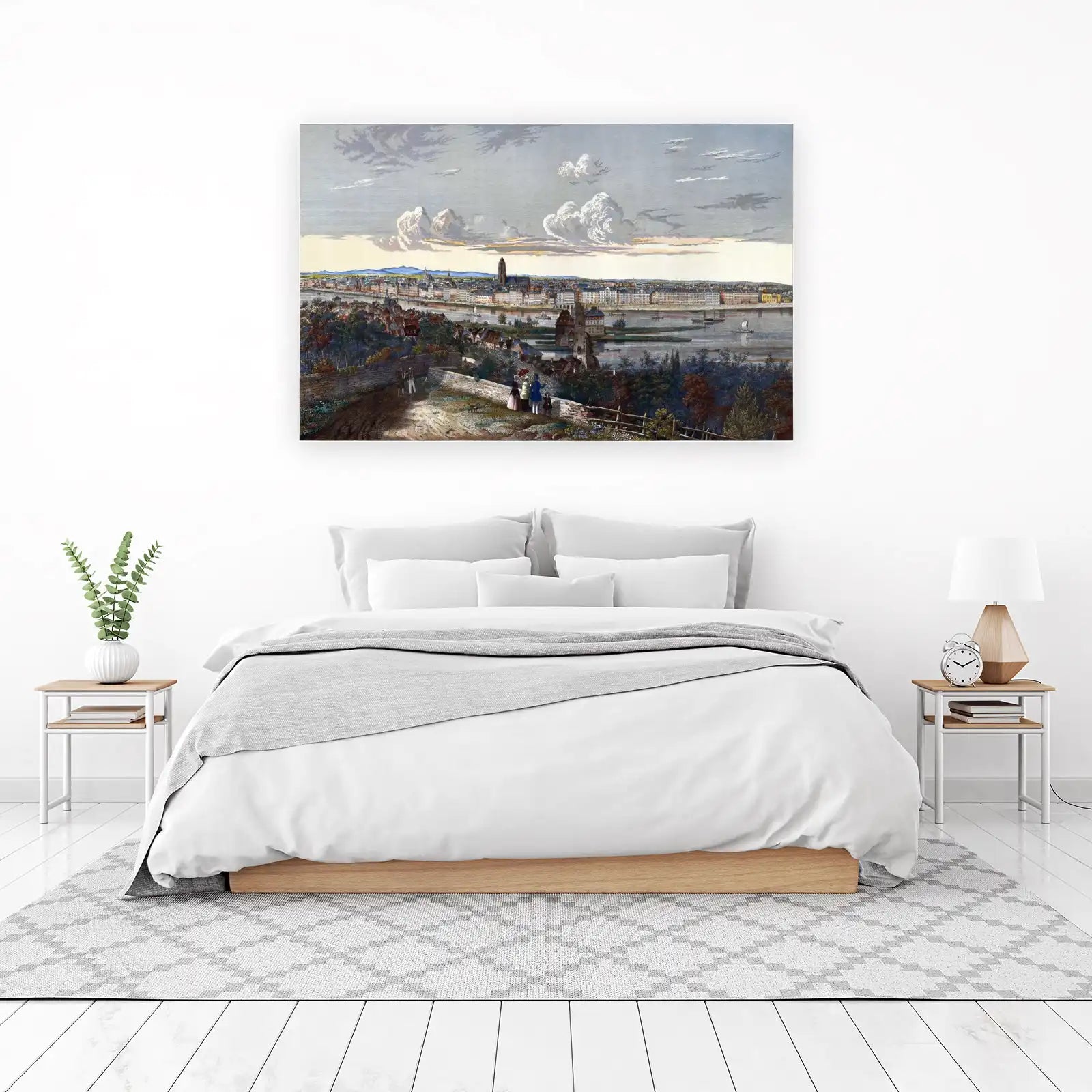 Vintage Cityscape River View Wall Art