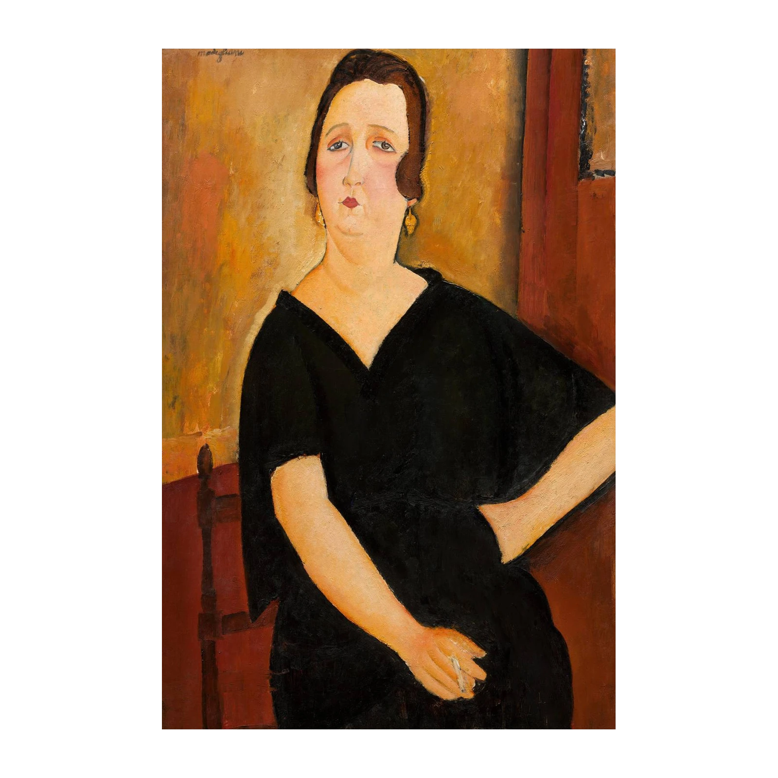 Elegant Portrait Woman in Black Dress Wall Art