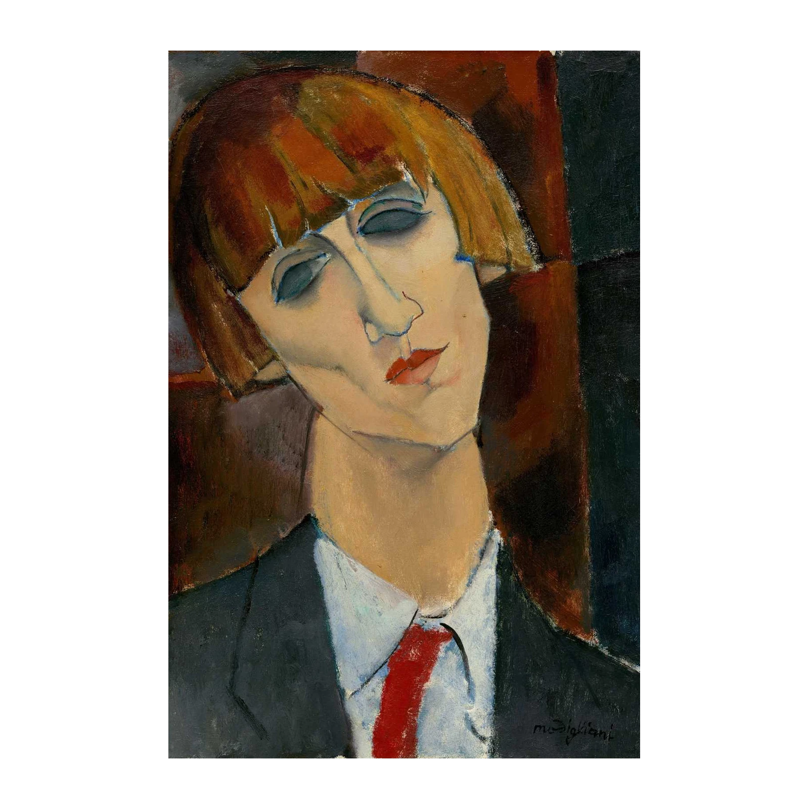 Modigliani Portrait Red Tie Wall Art