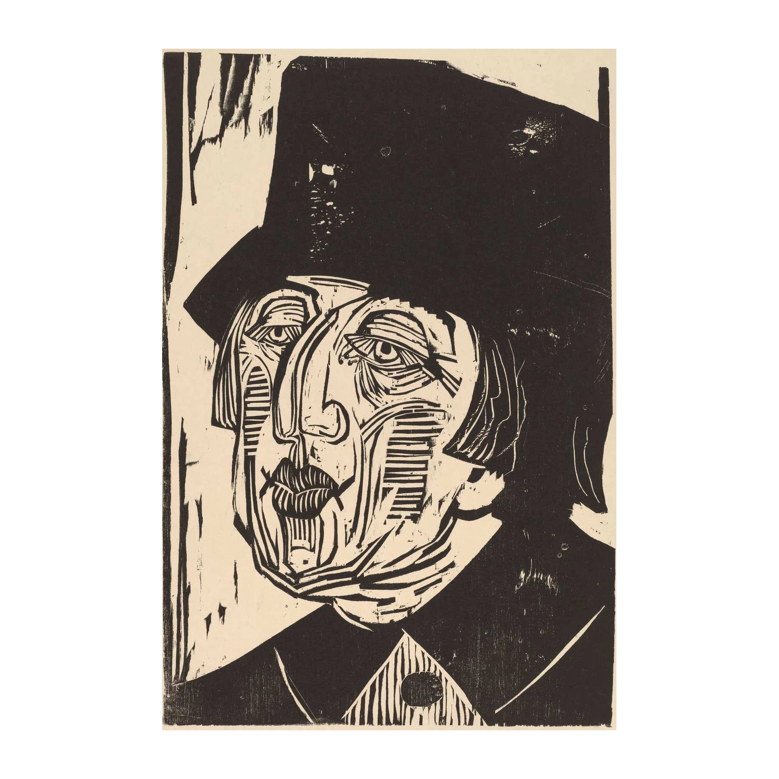 Striking Portrait Top Hat Woodcut Wall Art