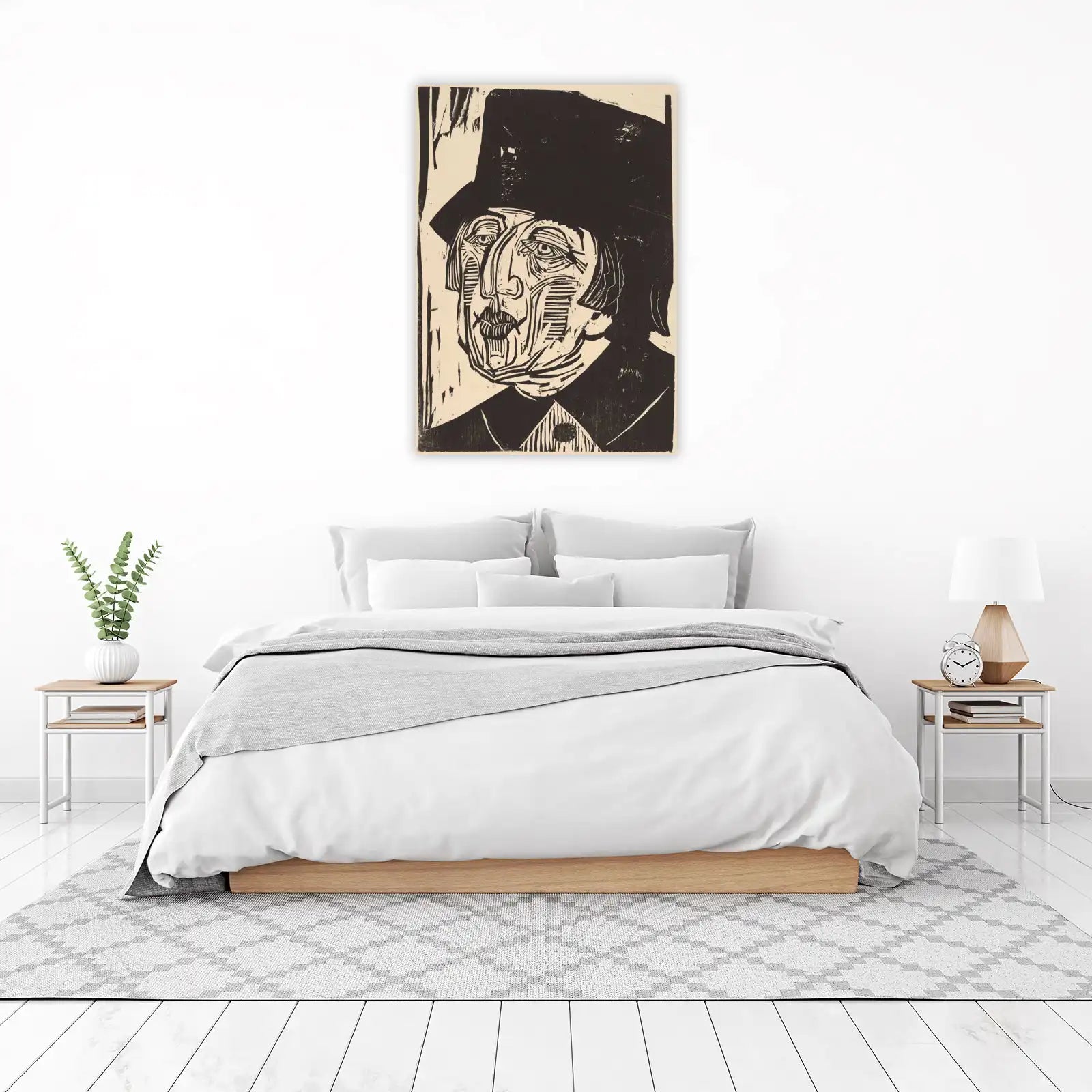 Striking Portrait Top Hat Woodcut Wall Art