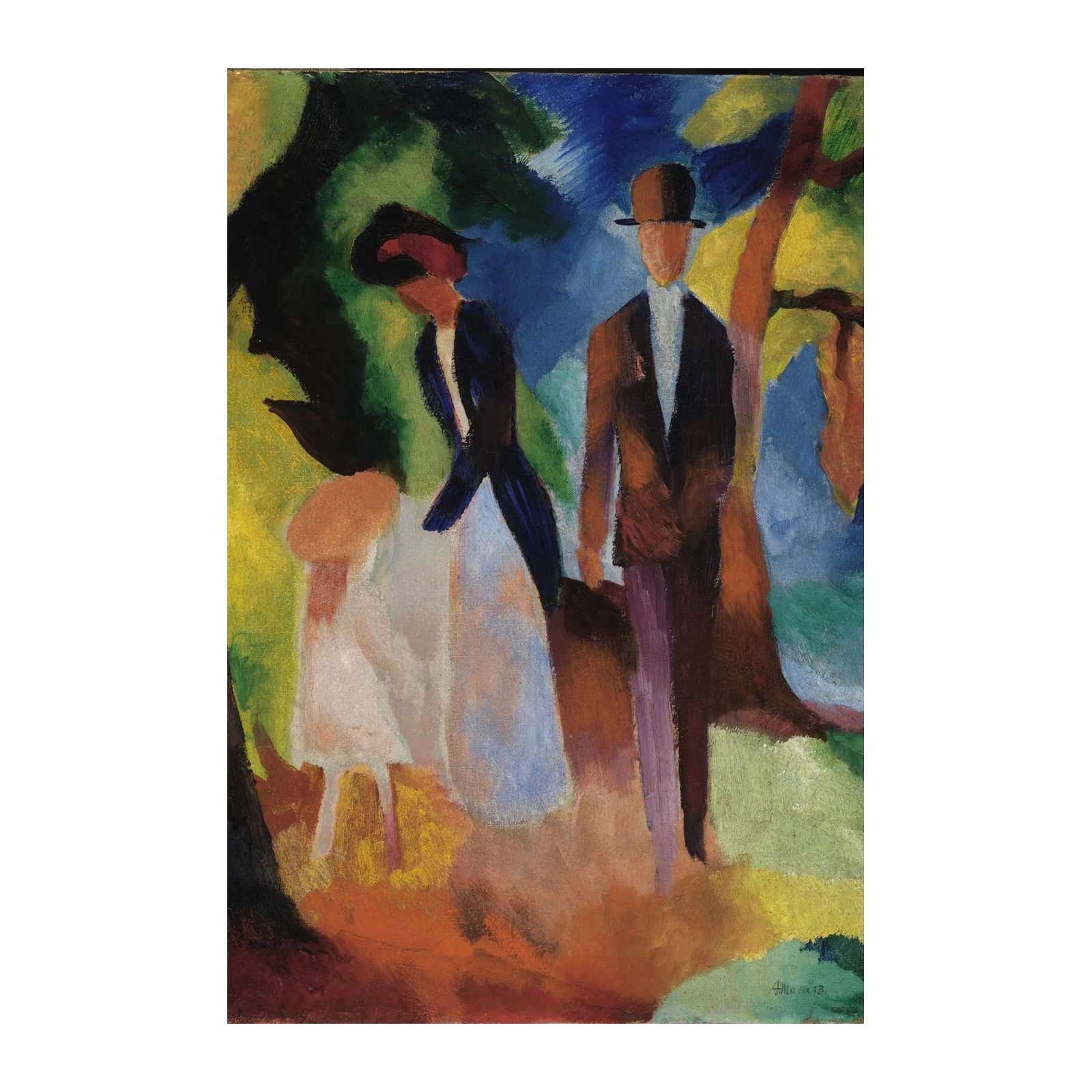 Vibrant Expressionist Park Scene Wall Art