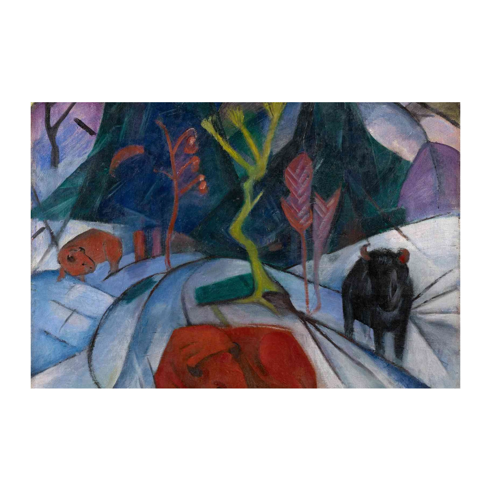 Vibrant Animal Landscape Expressionist Wall Art