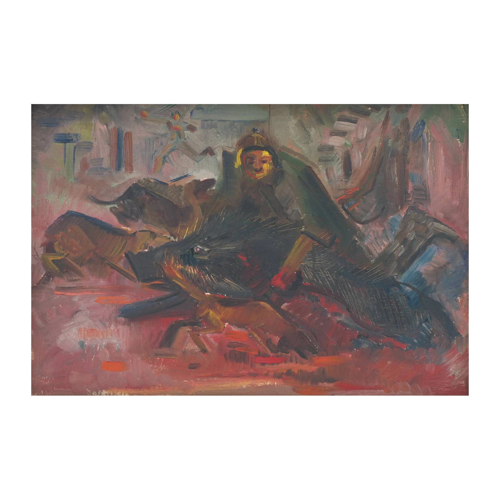 Intense Action Abstract Horse & Rider Wall Art