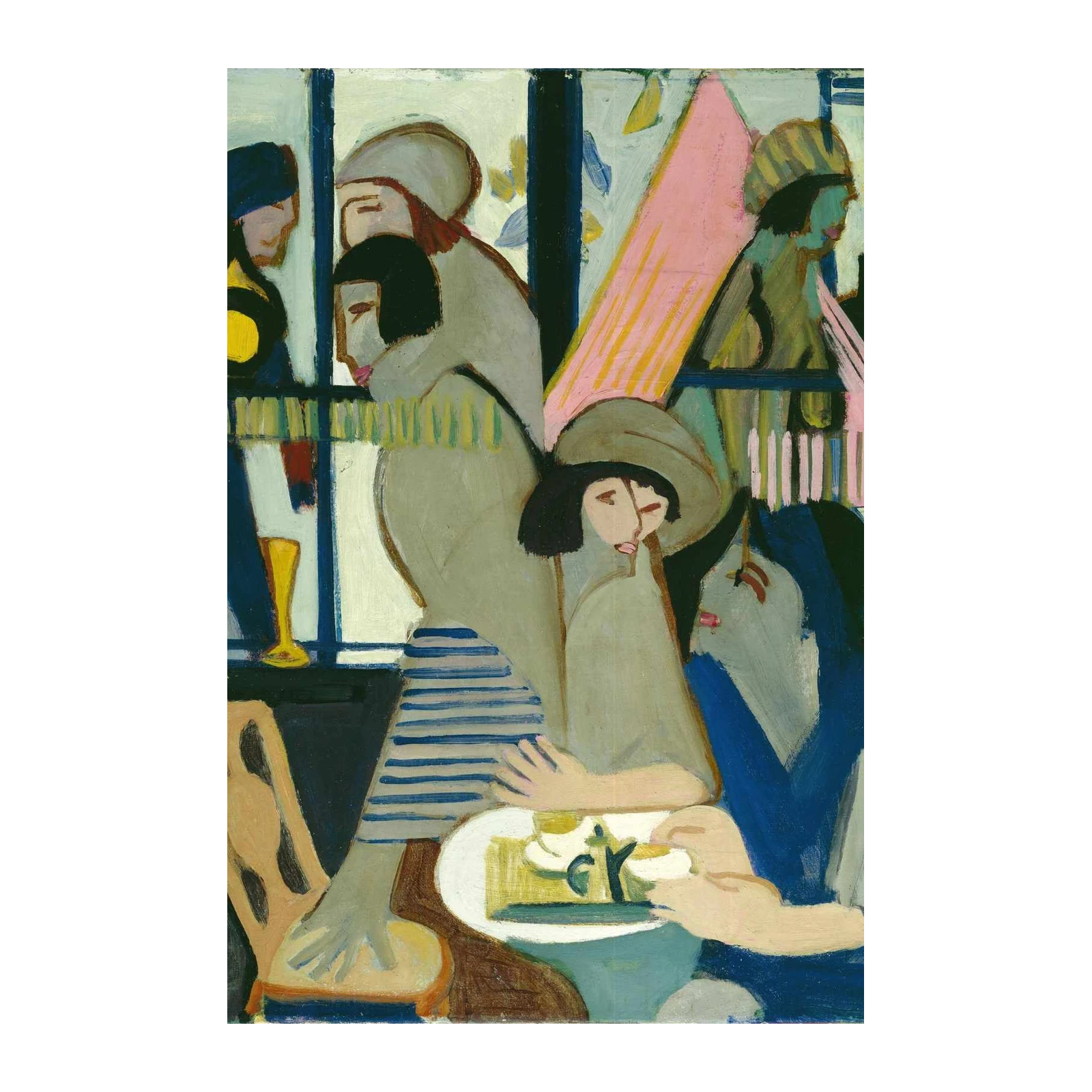 Abstract Cafe Scene Figures Wall Art | Modern Wall Art