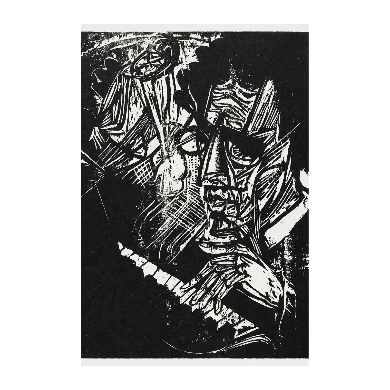 Expressive Portrait Black and White Wall Art