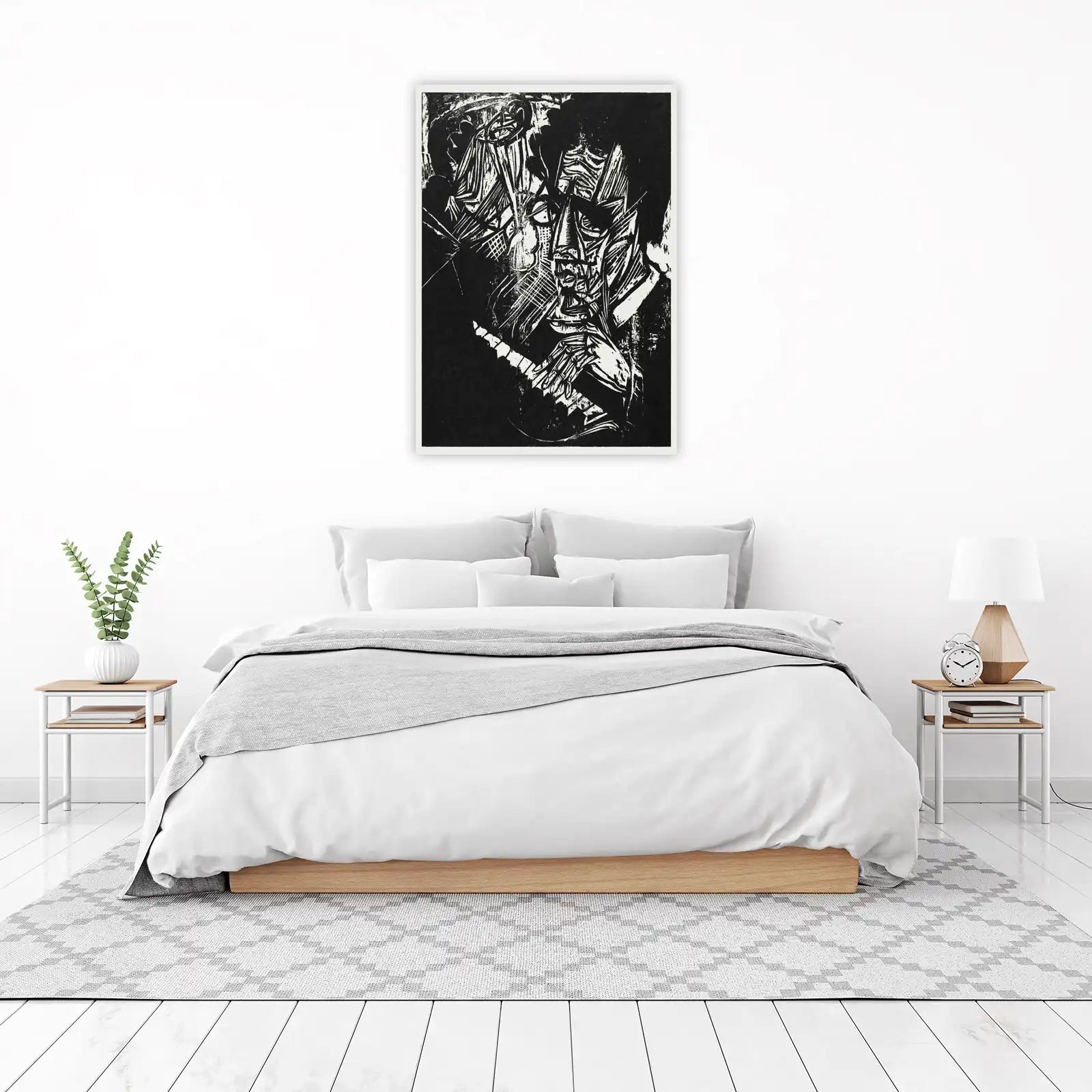 Expressive Portrait Black and White Wall Art