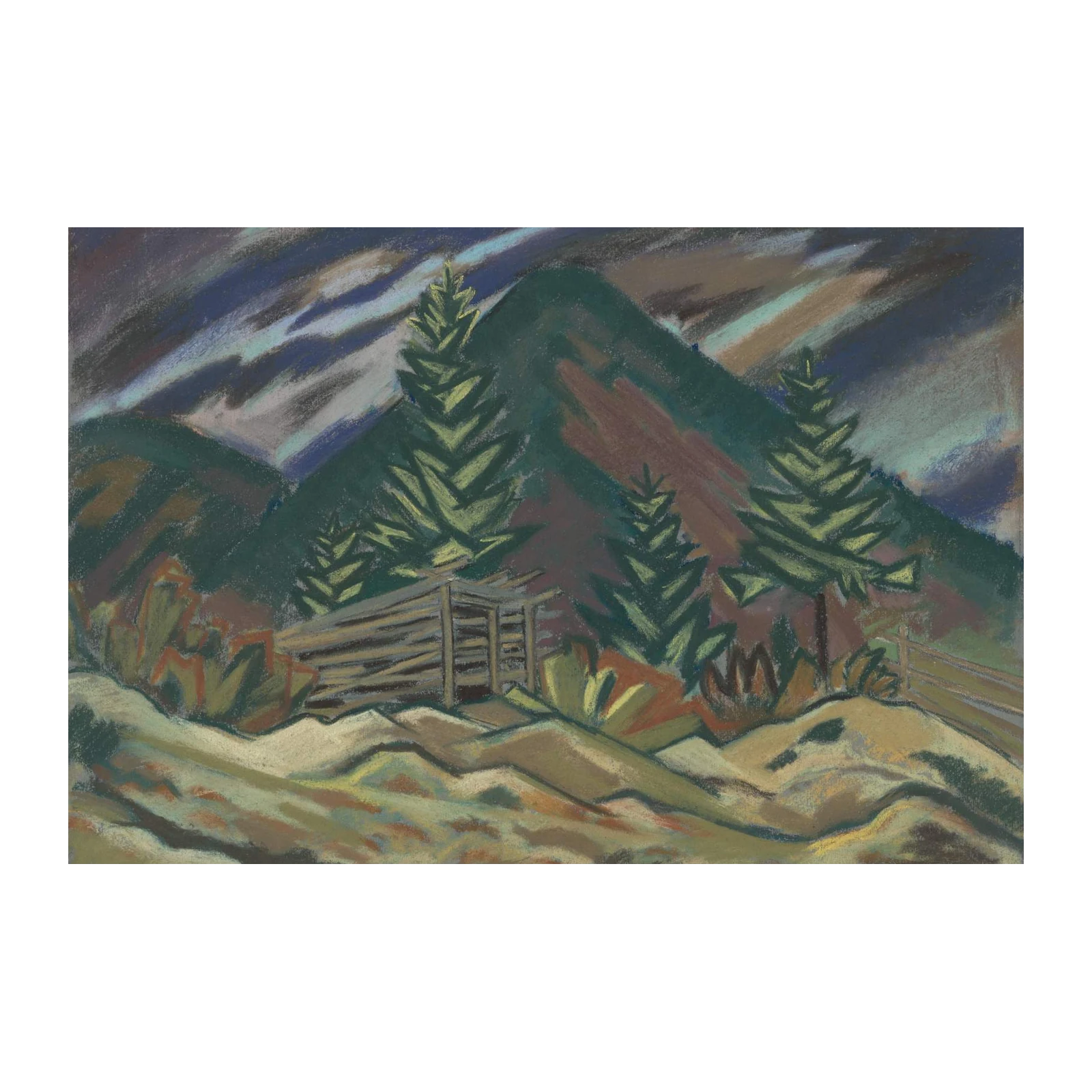 Rustic Mountain Cabin Pine Forest Wall Art