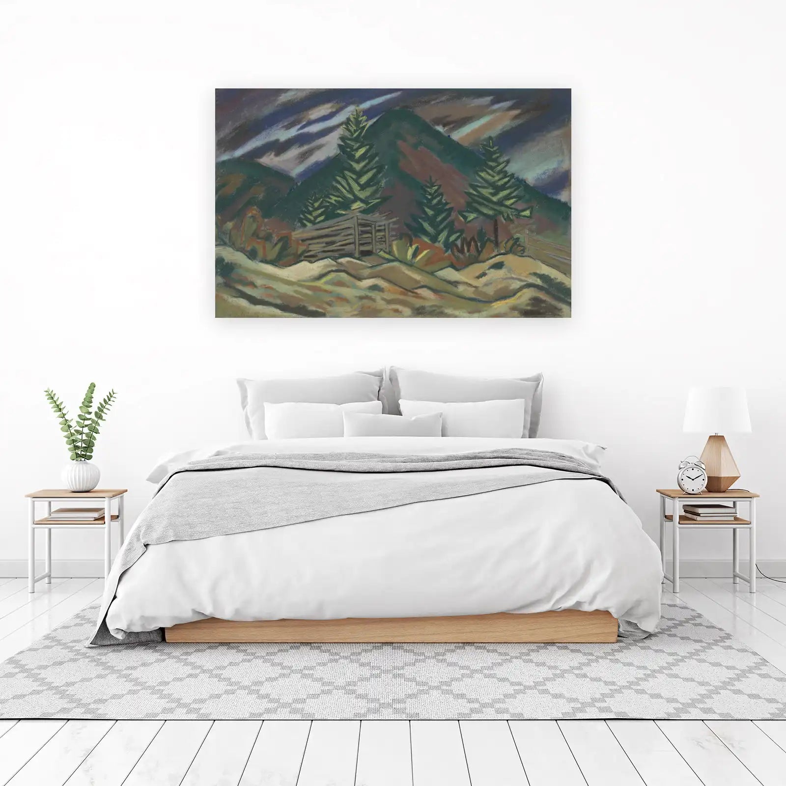 Rustic Mountain Cabin Pine Forest Wall Art