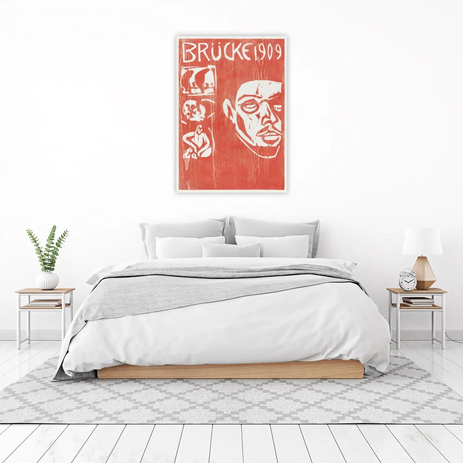 Expressionist Portrait Bold Red Wall Art
