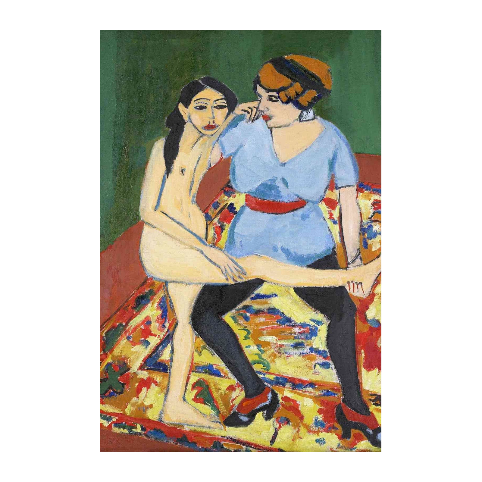 Intimate Embrace Expressionist Woman Wall Art