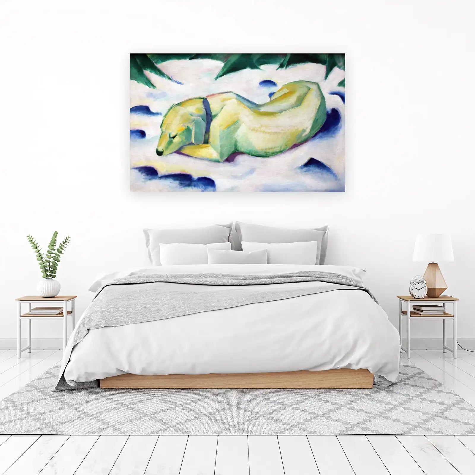Serene Sleeping Dog Winter Snow Wall Art