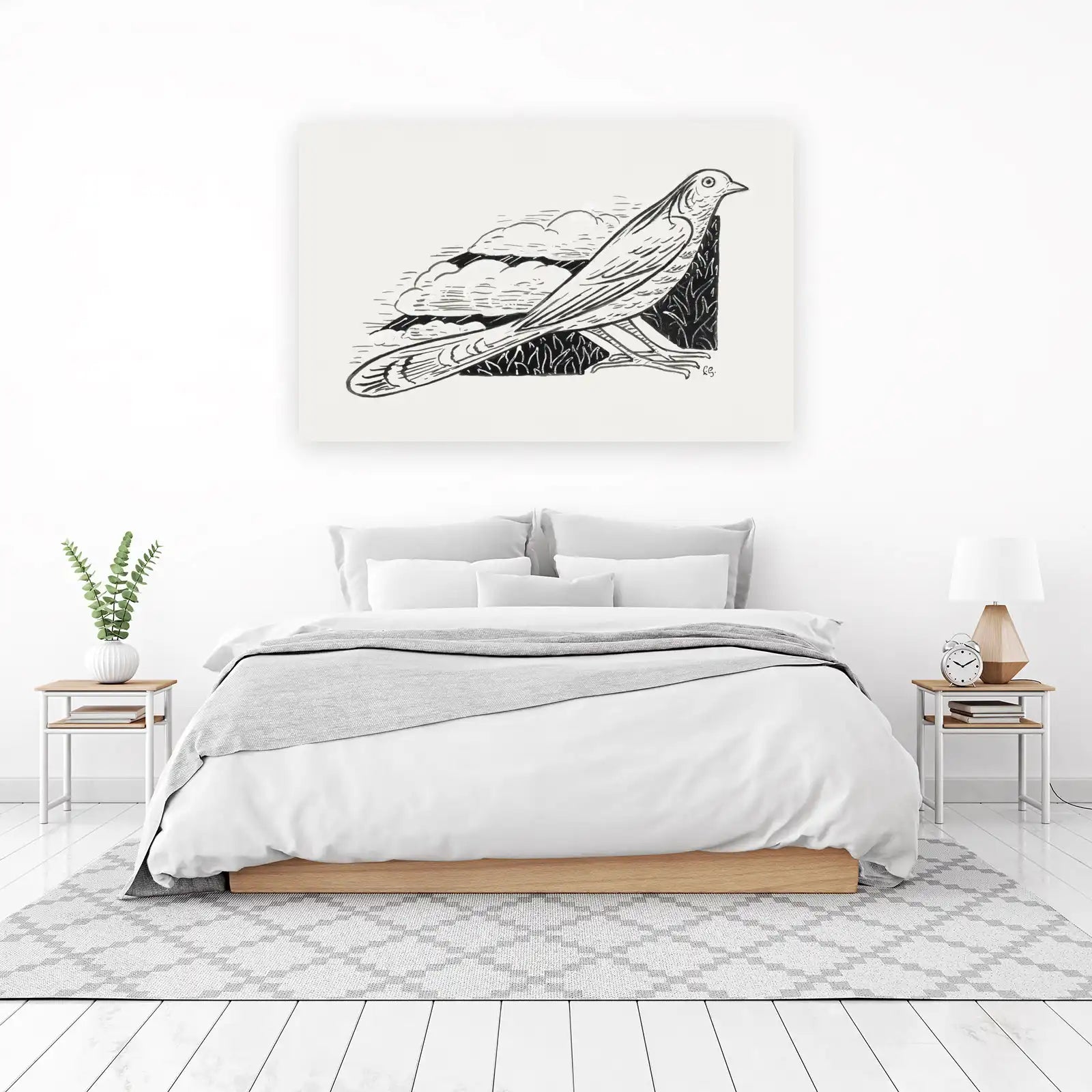 Elegant Bird Amidst Clouds Wall Art | Nature Art