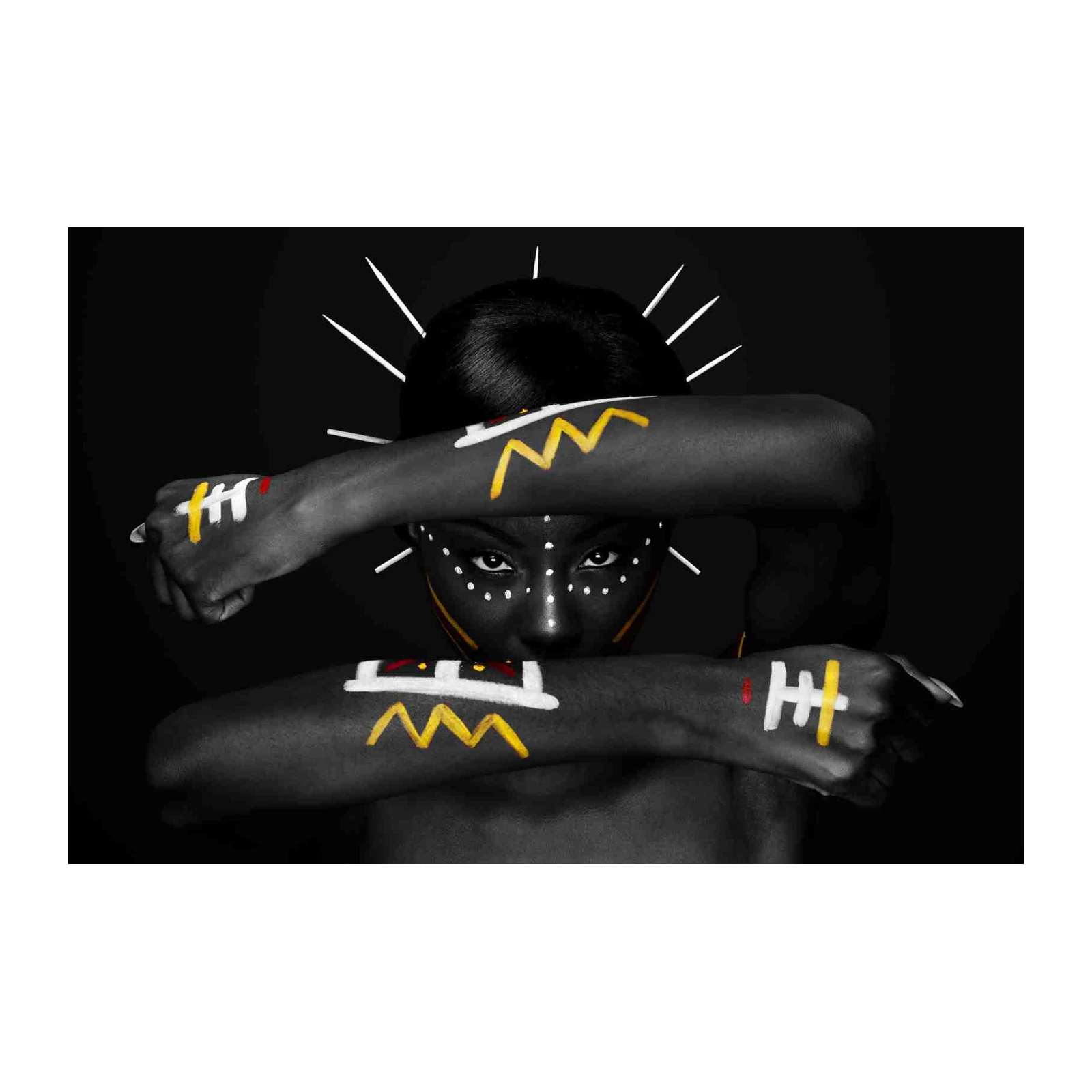 Abstract Tribal Warrior Face Art Wall Art