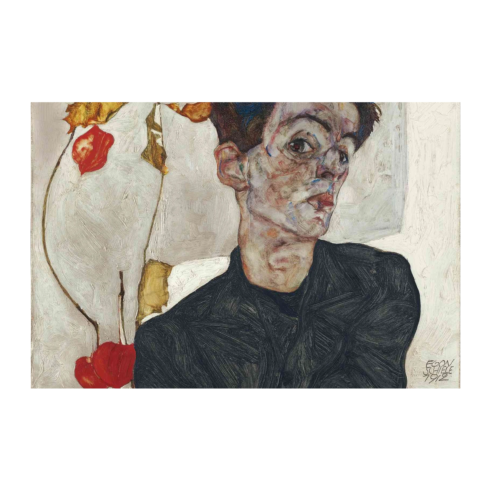 Expressive Self-Portrait by Egon Schiele Wall Art