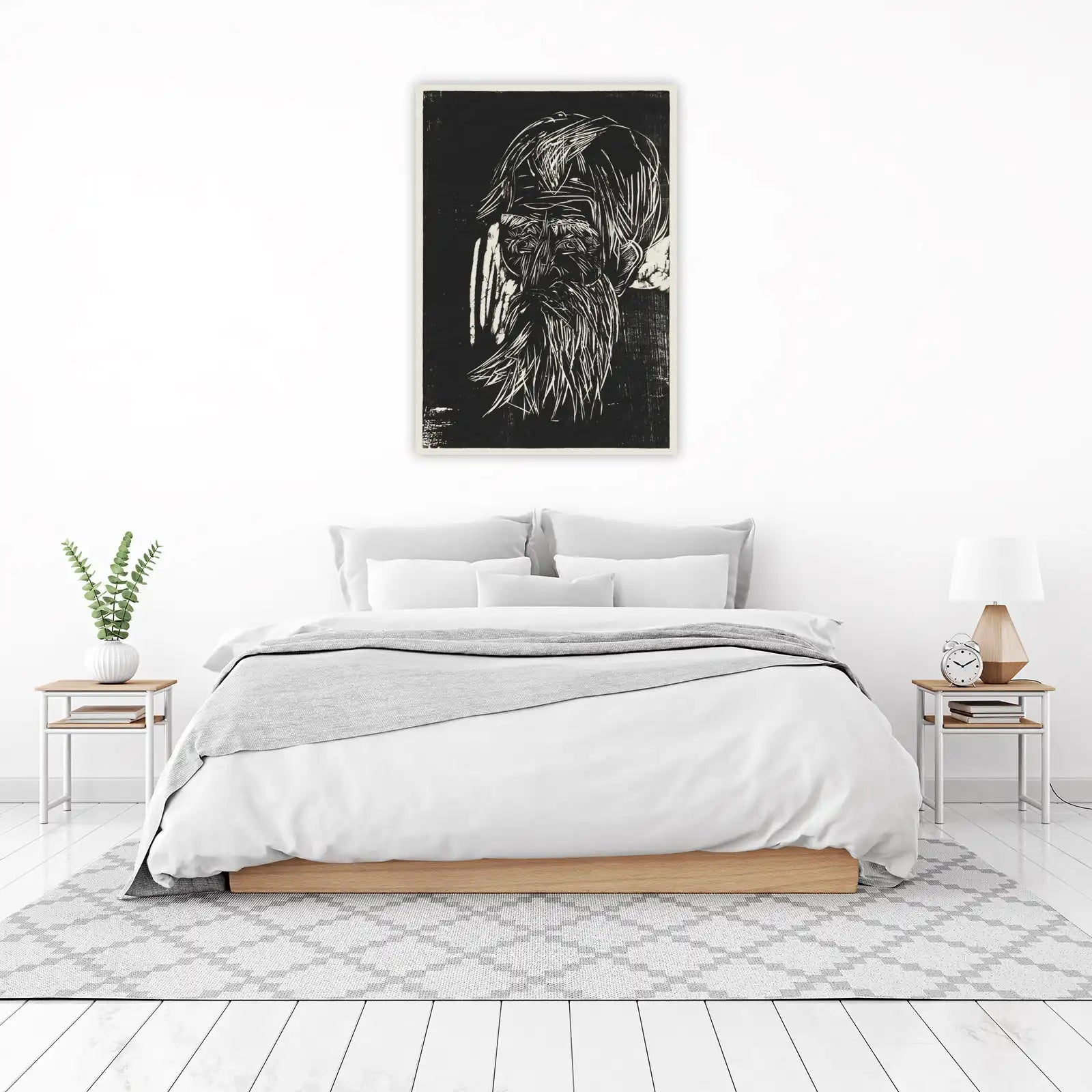 Striking Portrait Woodcut Wall Art