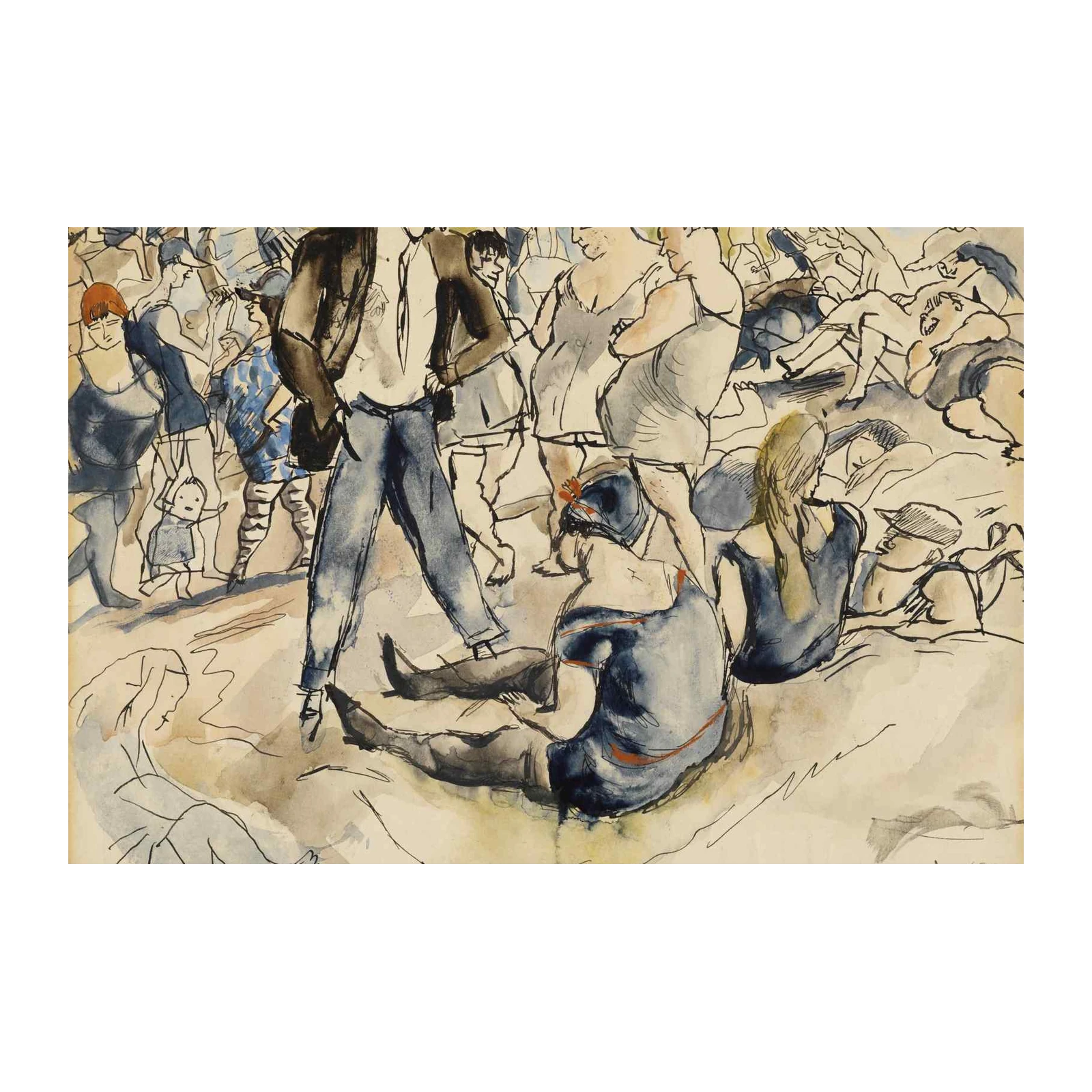Vintage Coney Island Beach Scene Wall Art