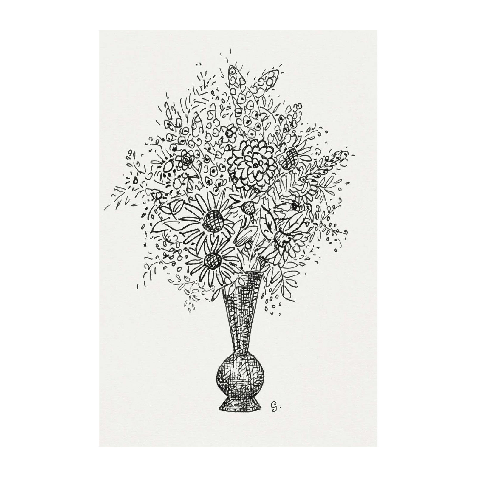 Elegant Floral Sketch Wall Art - Modern Botanical Art