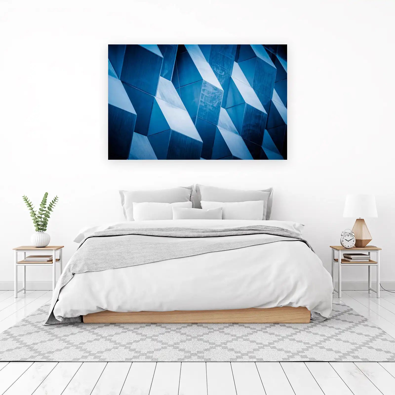 Geometric Blue Abstract Modern Architecture Wall Art