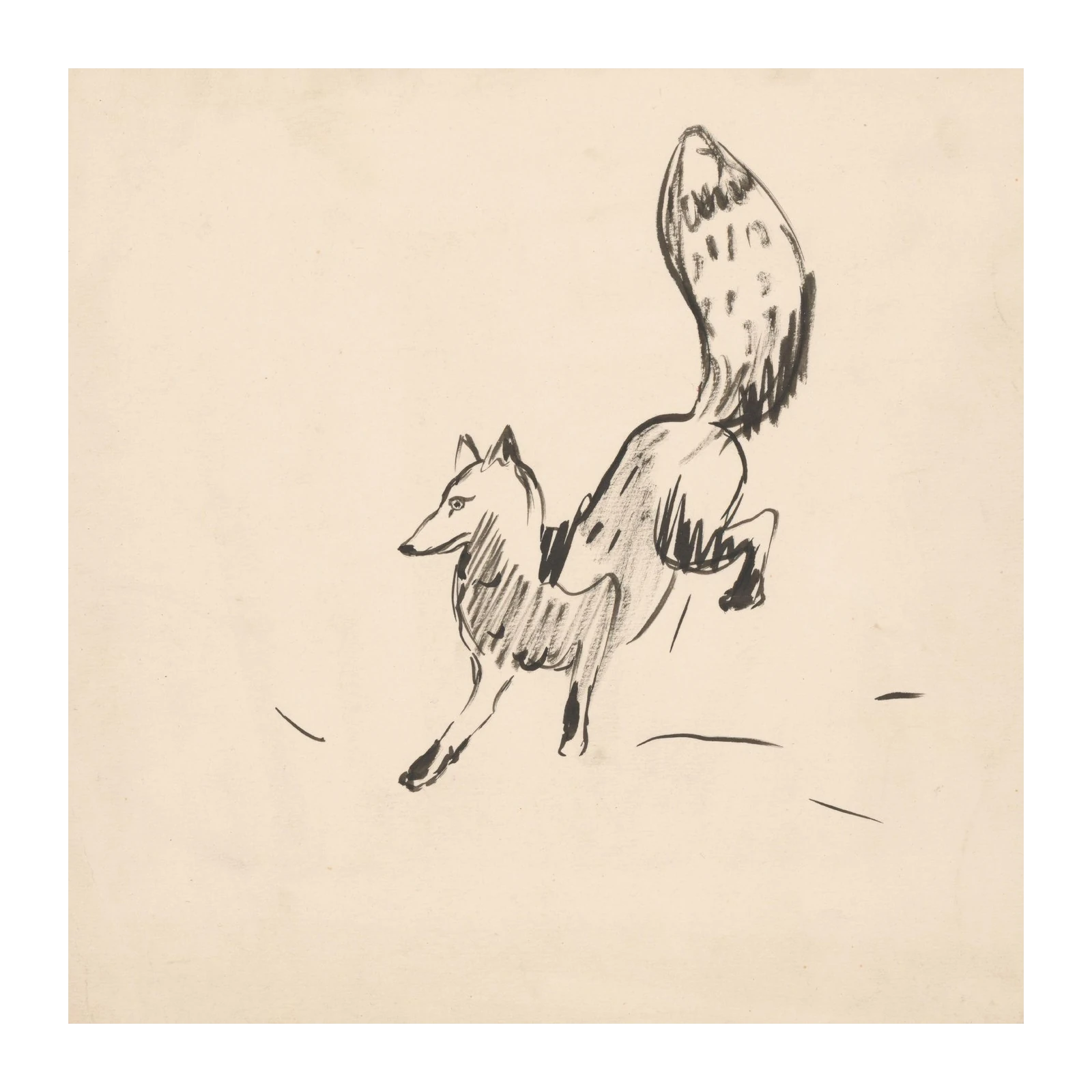 Dynamic Fox Sketch Minimalist Animal Art Wall Art