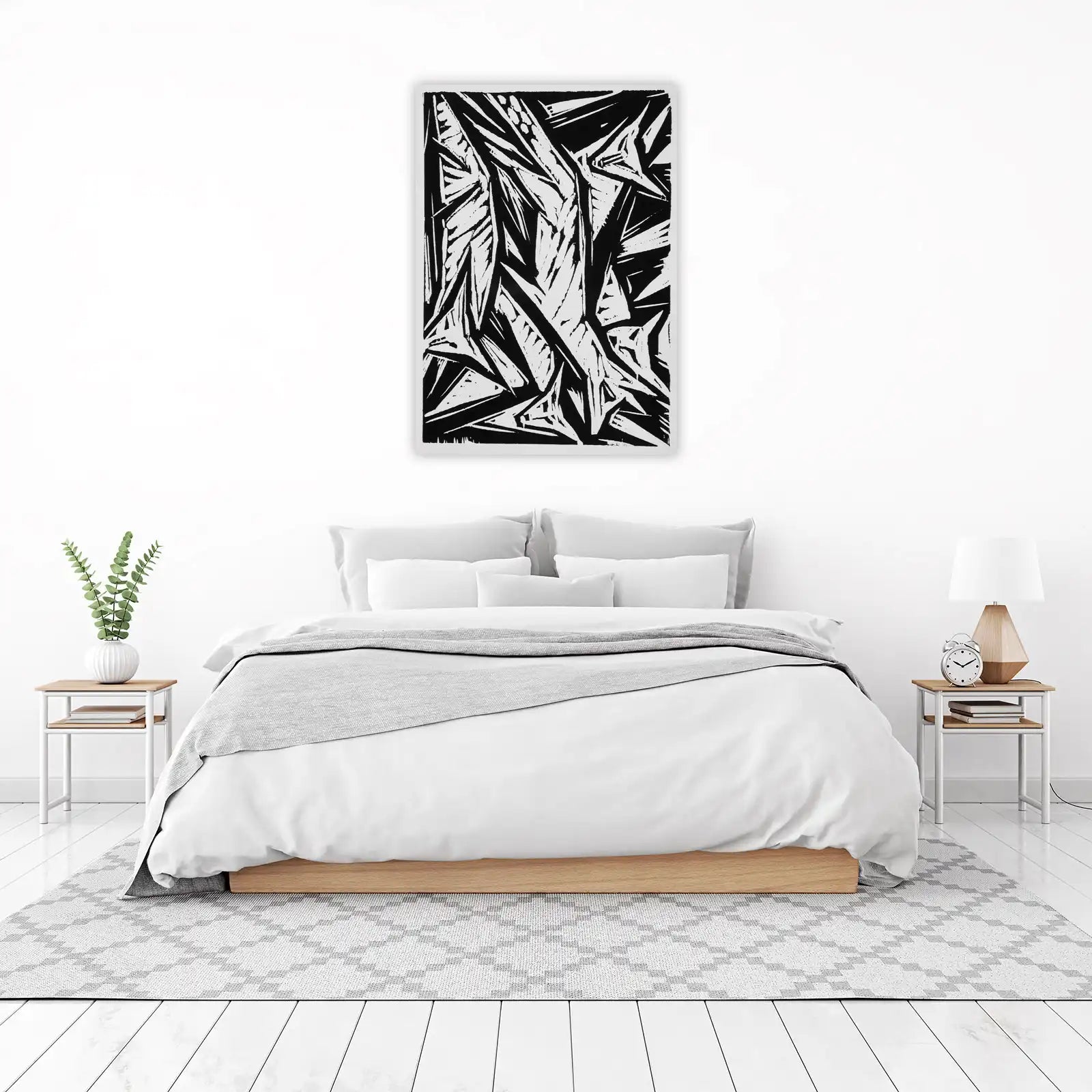 Abstract Black & White Geometric Burst Wall Art