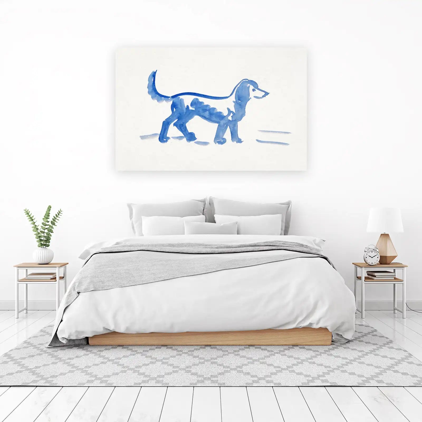 Charming Blue Watercolor Dog Wall Art