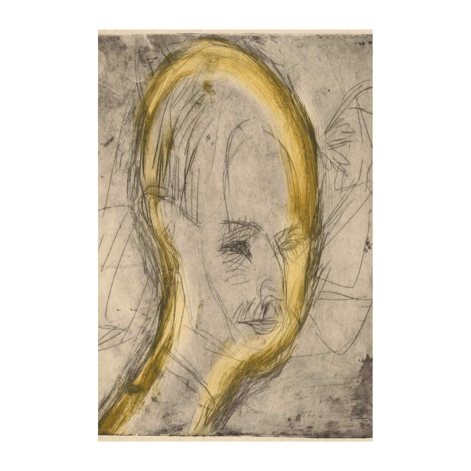 Abstract Portrait Yellow Aura Wall Art